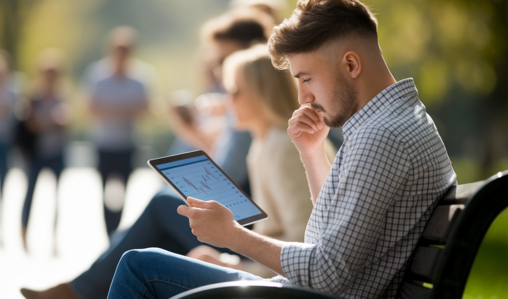 jeune-adulte-banc-parc-tablette