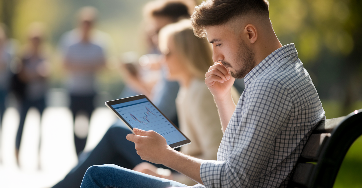 jeune-adulte-banc-parc-tablette