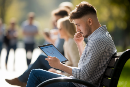 jeune-adulte-banc-parc-tablette