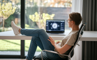 personne-bureau-ordinateur-fenetre-jardin
